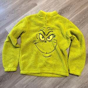 The Grinch Holiday Quarter Zip Half-Zip Pullover Fleece Sweatshirt Size Small